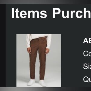 Unworn with tags lululemon athletica Dark Mocha Chinos size 30 with 32” inseam